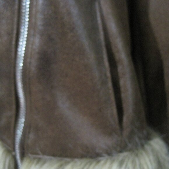 Hawke & Co Penny Lane Faux Vegan Leather Fur Trim Liner Brown Jacket Size L Boho - Picture 3 of 8